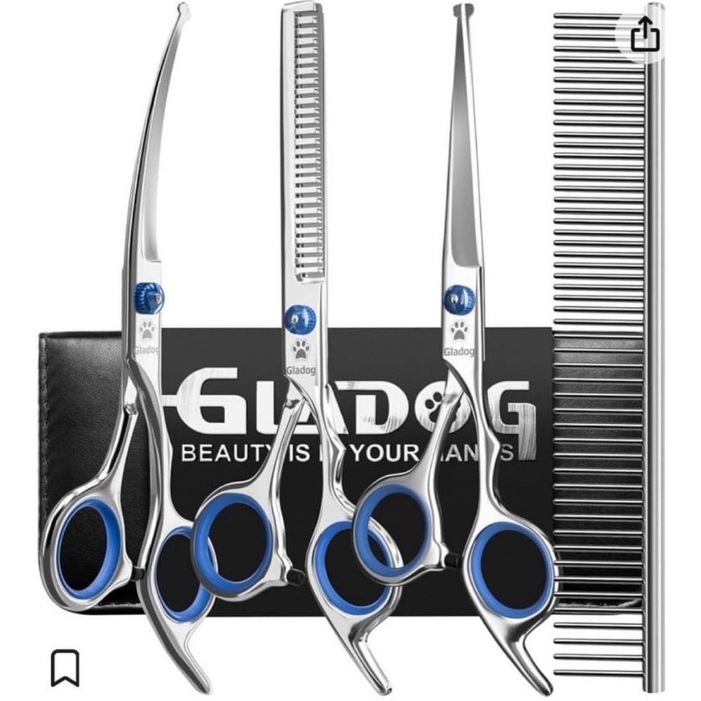 GLADOG Professional 5 in 1 Dog Grooming Scissors Set with Safety Round Tips